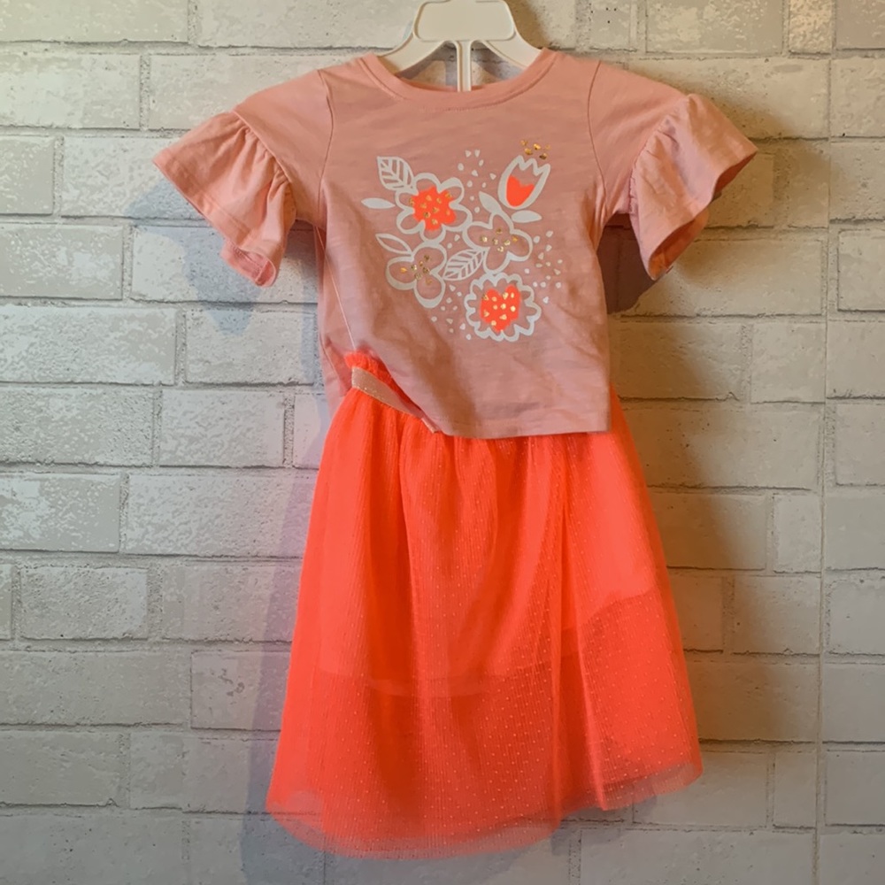 Girl’s Cat & Jack Pink Orange Tulle Dress 12 Mth NWOT
